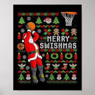 Christmas Santa Bysketbyll Player - Slam Dunk Ugly Poster