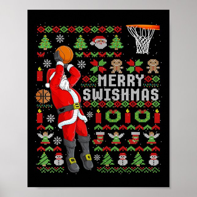 Christmas Santa Bysketbyll Player - Slam Dunk Ugly Poster (Front)