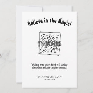 Christmas Santa Camper Outdoor Adventure Black Whi Holiday Card