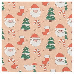 Christmas Santa, Candy Canes, and. Trees Fabric