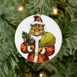 Christmas Santa Cat by Louis Wain • Ornament 