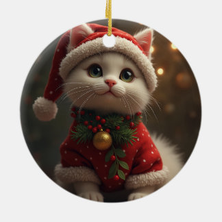 Christmas Santa cat ornament