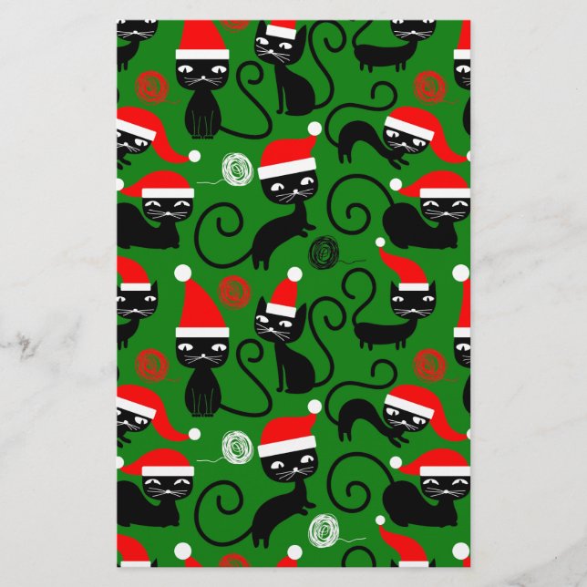christmas santa cats stationery (Front)