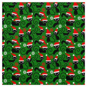 christmas santa cats xmas fabric