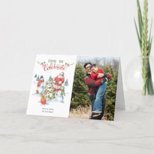 Christmas Santa Celebrate Watercolor Photo Holiday