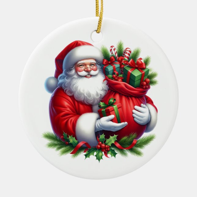 Christmas Santa Ceramic Ornament (Front)