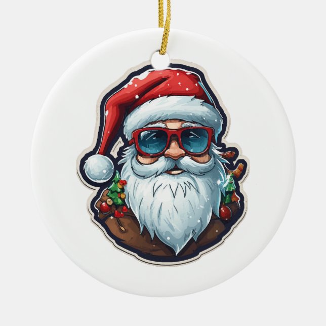Christmas Santa Ceramic Ornament (Front)