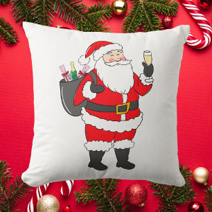 Christmas Santa Champagne Lover Cushion