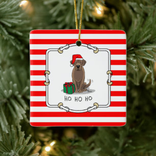 Christmas Santa Chocolate Labrador Retriever Cute Ceramic Ornament