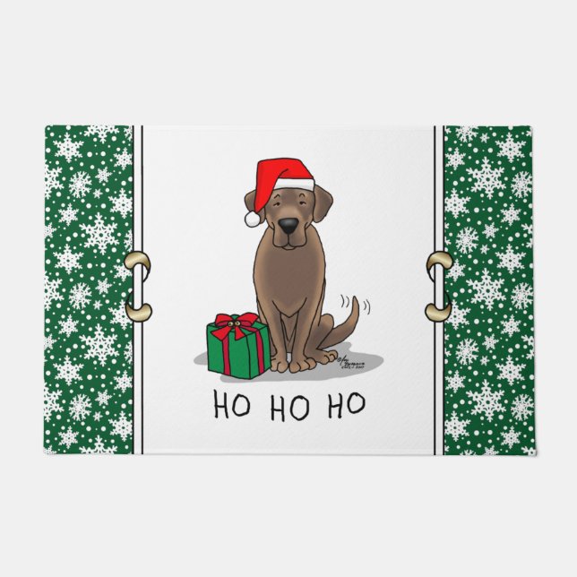 Christmas Santa Chocolate Labrador Retriever Cute Doormat (Front)