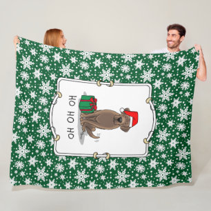 Christmas Santa Chocolate Labrador Retriever Cute Fleece Blanket