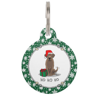 Christmas Santa Chocolate Labrador Retriever Cute Pet Tag