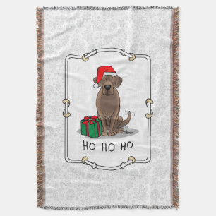 Christmas Santa Chocolate Labrador Retriever Cute Throw Blanket
