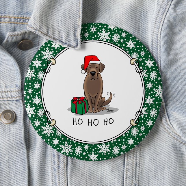 Christmas Santa Chocolate Labrador Retriever Funny 6 Cm Round Badge (In Situ)