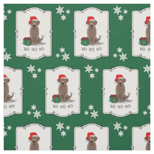 Christmas Santa Chocolate Labrador Retriever Funny Fabric (Swatch)