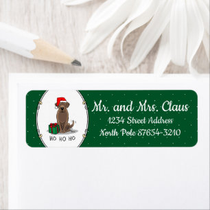 Christmas Santa Chocolate Labrador Retriever Funny Return Address Label