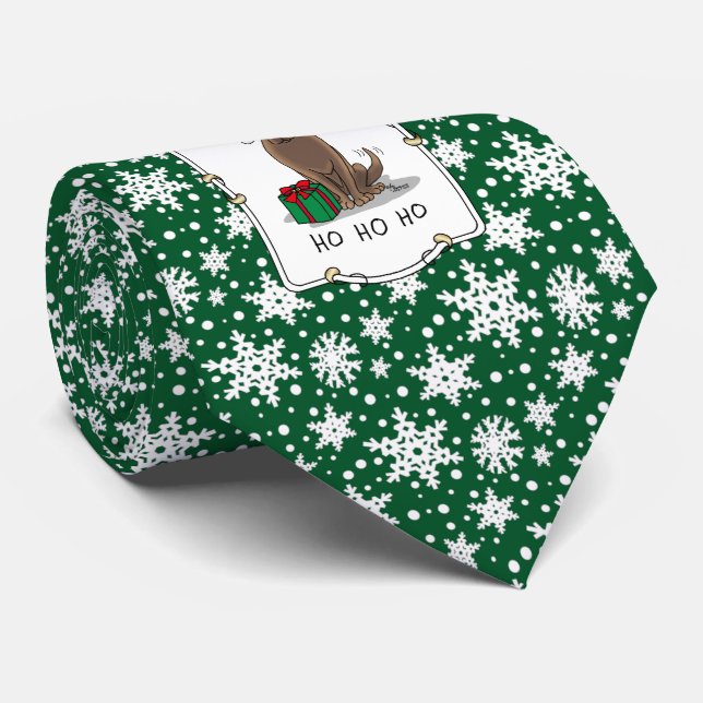 Christmas Santa Chocolate Labrador Retriever Funny Tie (Rolled)