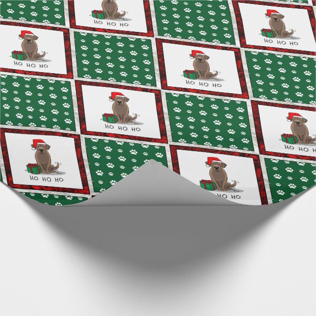 Christmas Santa Chocolate Labrador Retriever Funny Wrapping Paper (Corner)