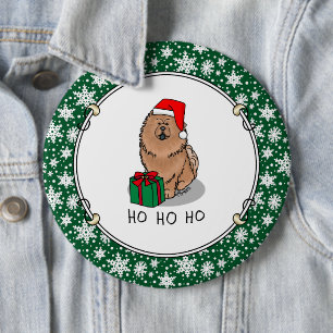 Christmas Santa Chow Chow Dog (cinnamon) Cute 6 Cm Round Badge