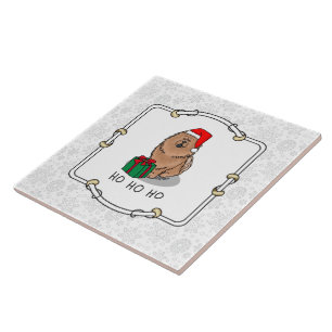 Christmas Santa Chow Chow Dog (cinnamon) Cute Ceramic Tile