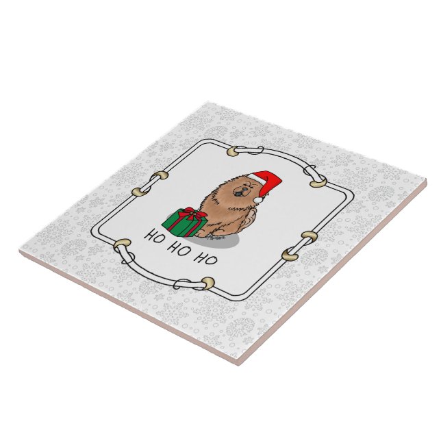 Christmas Santa Chow Chow Dog (cinnamon) Cute Ceramic Tile (Side)