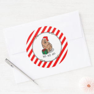 Christmas Santa Chow Chow Dog (cinnamon) Cute Classic Round Sticker