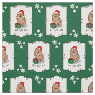 Christmas Santa Chow Chow Dog (cinnamon) Cute Fabric