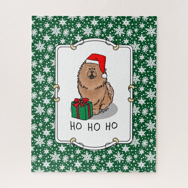 Christmas Santa Chow Chow Dog (cinnamon) Cute Jigsaw Puzzle (Vertical)