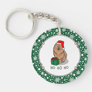 Christmas Santa Chow Chow Dog (cinnamon) Cute Key Ring