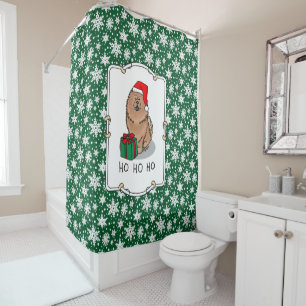 Christmas Santa Chow Chow Dog (cinnamon) Cute Shower Curtain