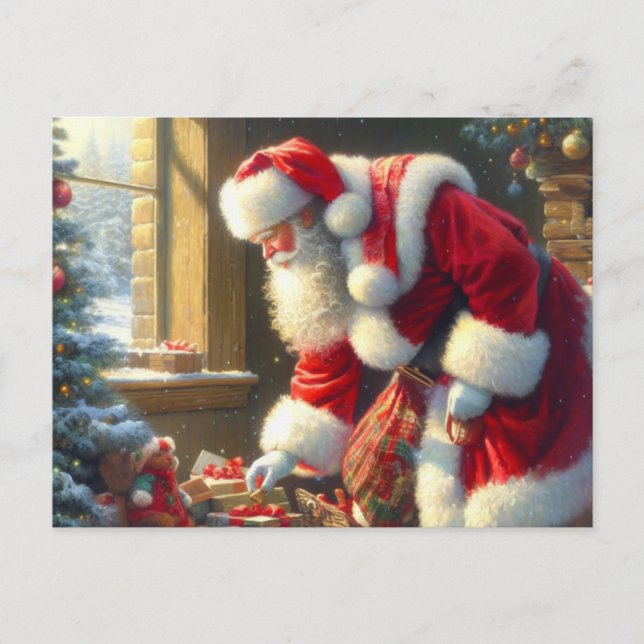 Christmas Santa Claus 3 Holiday Postcard (Front)
