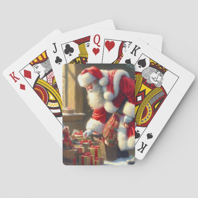 Christmas Santa Claus 3 Playing Cards (Back)