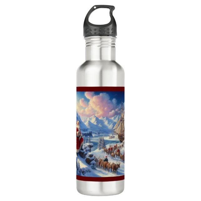 Christmas Santa Claus 6 710 Ml Water Bottle (Front)