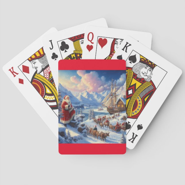 Christmas Santa Claus 6 Playing Cards (Back)