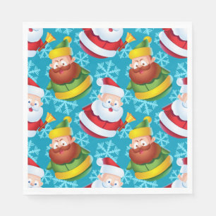 Christmas Santa Claus and Friend with Snowflake Napkin
