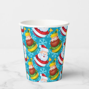 Christmas Santa Claus and Friend with Snowflake Paper Cups