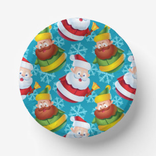 Christmas Santa Claus and Friend with Snowflake  Paper Plate