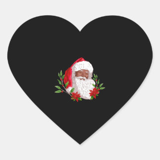 Christmas Santa Claus and Poinsettias Heart Sticker