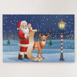 Christmas Santa Claus And Reindeer   Holidays Jigsaw Puzzle