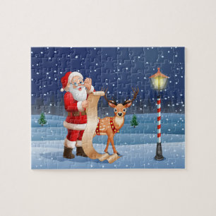 Christmas Santa Claus And Reindeer   Holidays Jigsaw Puzzle