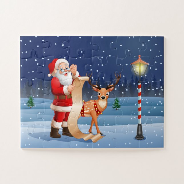 Christmas Santa Claus And Reindeer | Holidays Jigsaw Puzzle (Horizontal)