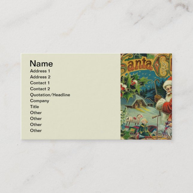 Christmas Santa Claus Antique Art Business Card (Front)