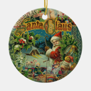 Christmas Santa Claus Antique Art Ceramic Tree Decoration