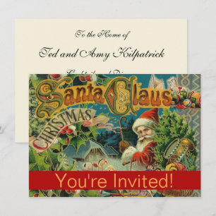 Christmas Santa Claus Antique Art Invitation
