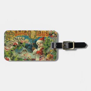 Christmas Santa Claus Antique Art Luggage Tag