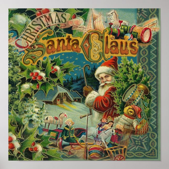 Christmas Santa Claus Antique Art Poster (Front)
