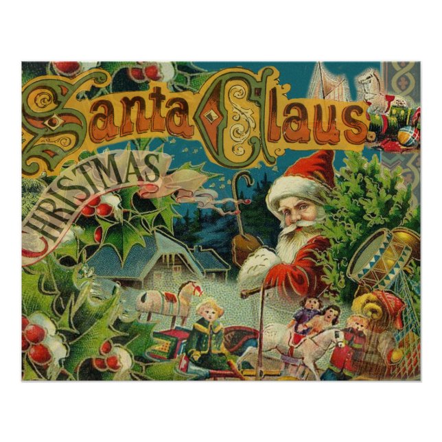 Christmas Santa Claus Antique Art Poster (Front)