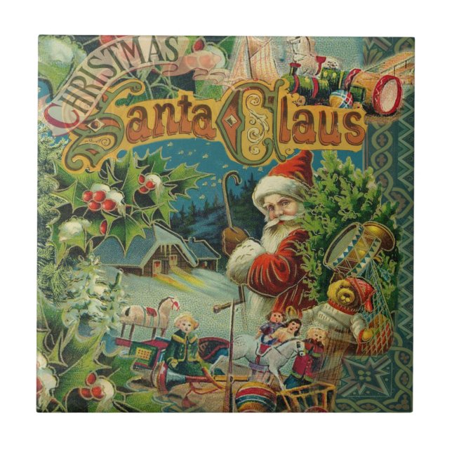 Christmas Santa Claus Antique Art Tile (Front)
