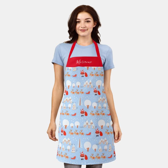 Christmas Santa Claus Apron w Name (Worn)