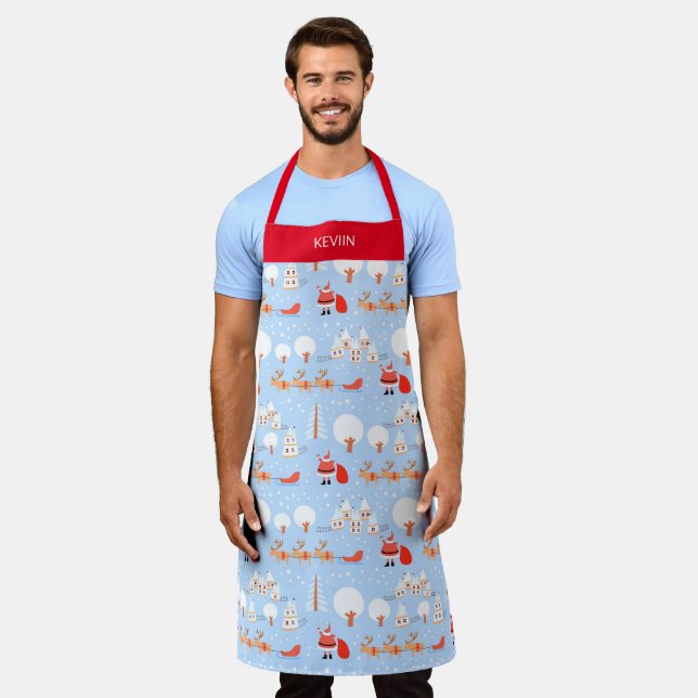 Christmas Santa Claus Apron w Name Large (Worn)
